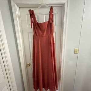 Terracotta color floor length dress